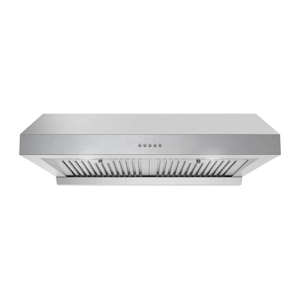 30 in. 406 CFM Ampezzo Ducted Under Cabinet Range Hood in Stainless Steel,Baffle Filters,Push Button Control, LED Lights