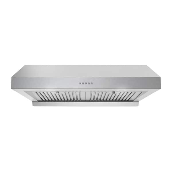 30 in. 406 CFM Ampezzo Ducted Under Cabinet Range Hood in Stainless Steel,Baffle Filters,Push Button Control, LED Lights