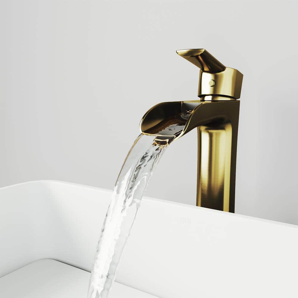 Niko 10.5" Waterfall Vessel Bathroom Faucet in Matte Gold