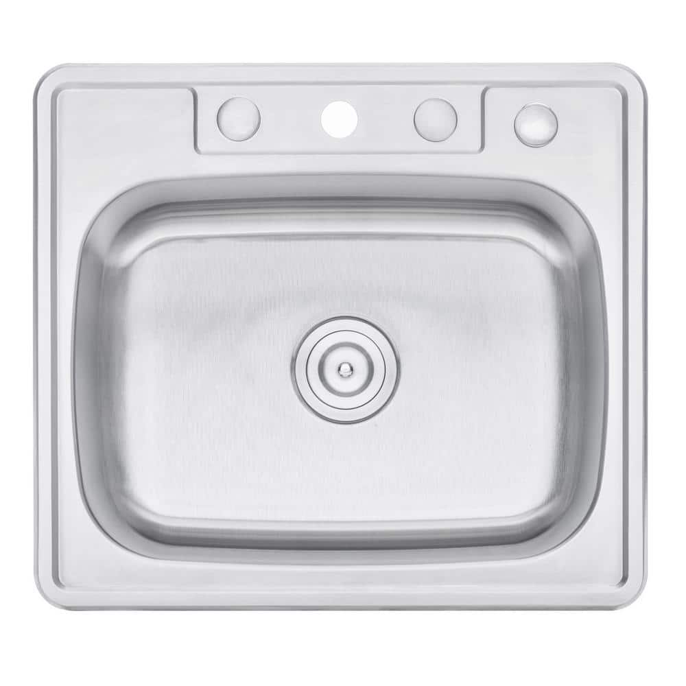 Brushed Stainless Steel Single Bowl Drop-In Kitchen Sink
