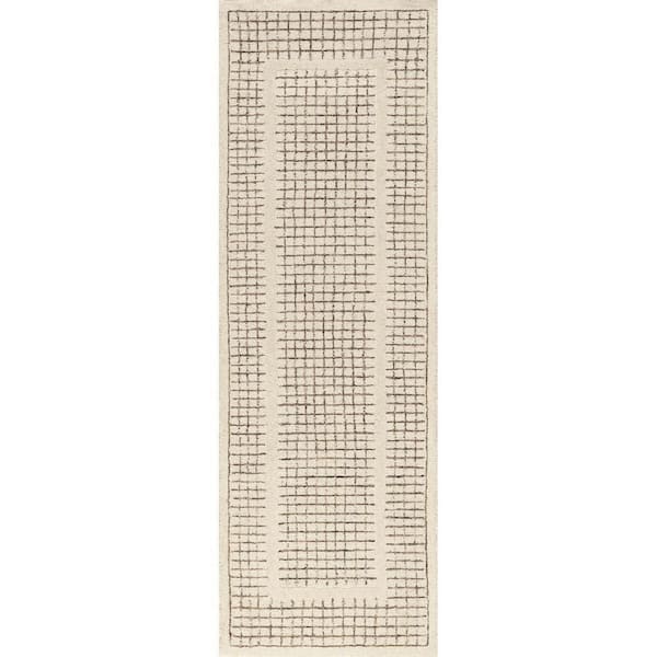 Emaline Geometric Wool Area Ivory 3 ft. x 8 ft. Indoor Runner Rug