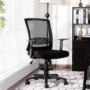 Black Mesh Office Chair Mid Back Task Chair Height Adjustable with Lumbar Support