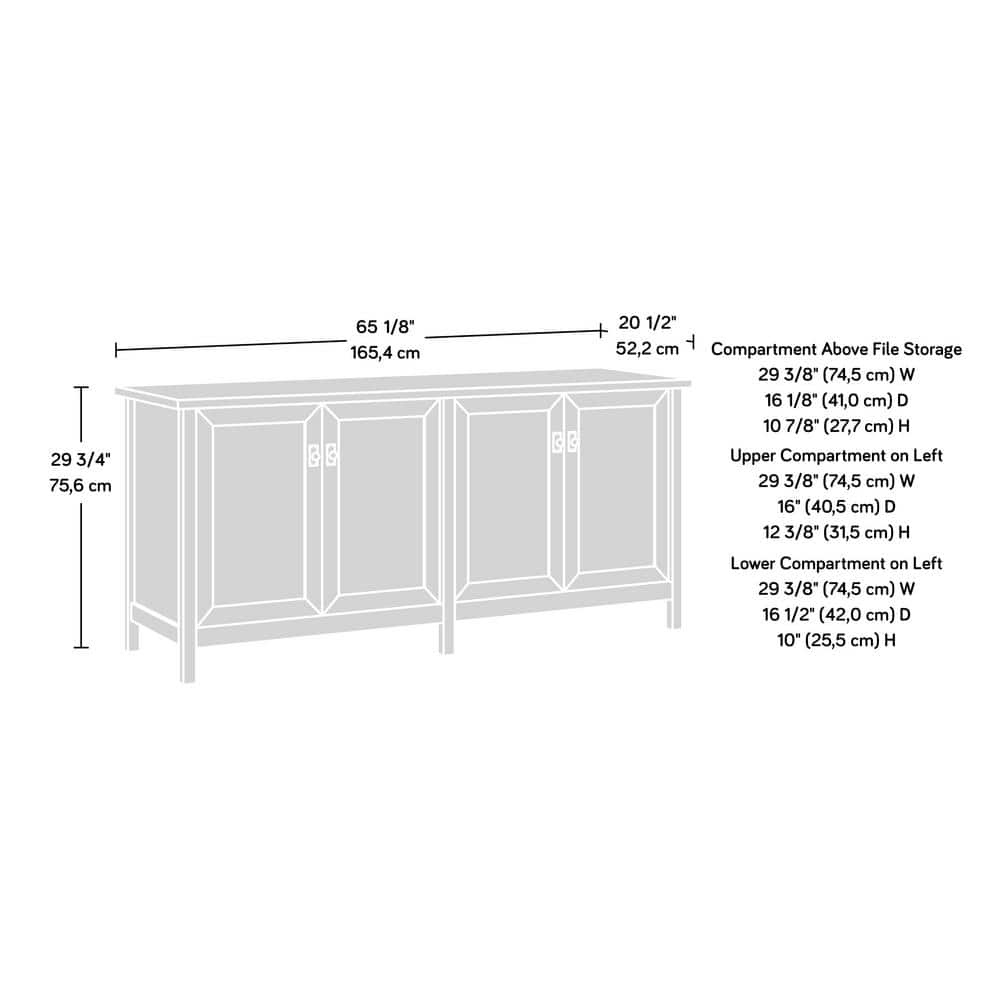 White and Oak Engineered Wood Credenza with Hutch