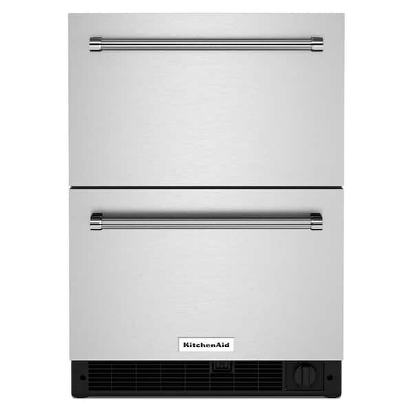 KitchenAid 24 in. 4.29 cu. ft. Undercounter Double Drawer Refrigerator Freezer in Black Cabinet/Stainless Doors