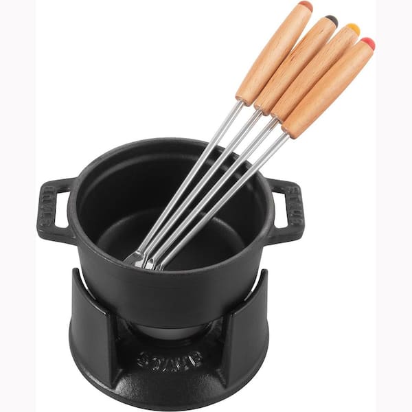 Cast Iron 0.25 qt. Mini Chocolate Fondue Set Sauce pan - Matte Black