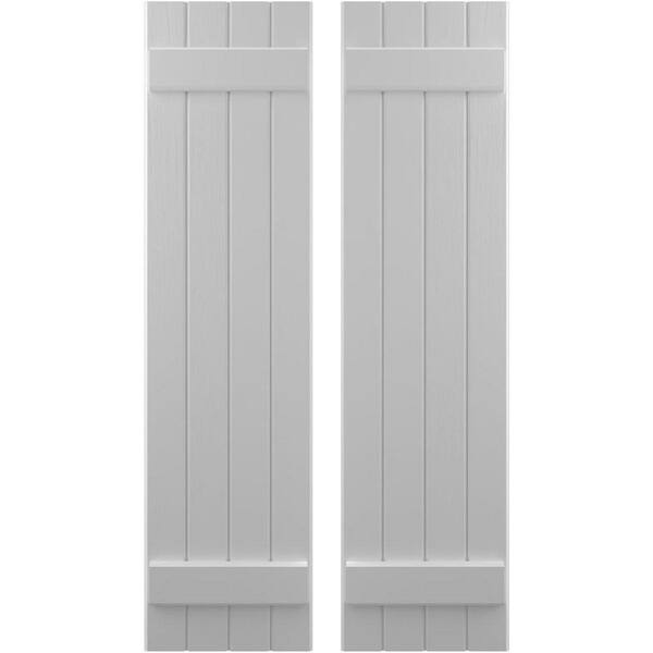 Ekena Millwork 14 in. W x 73 in. H Americraft 4 Board Exterior Real Wood Joined Board and Batten Shutters Primed