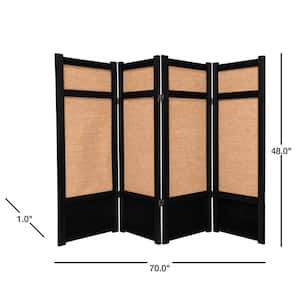 4 ft. Black 4-Panel Room Divider