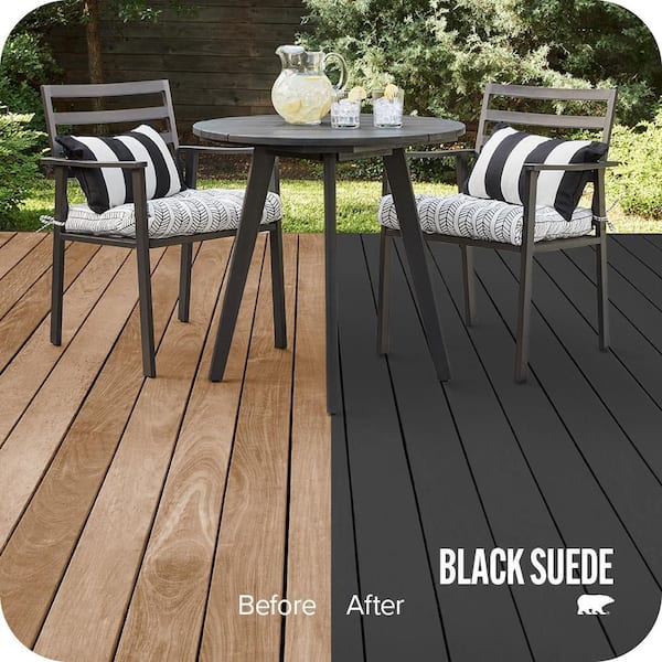 1 qt. #S-H-790 Black Suede Solid Color Waterproofing Exterior Wood Stain and Sealer