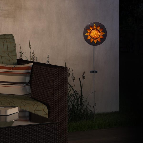 40 in. Tall Outdoor Solar Powered Garden Stake Sunflower Design with LED Lights