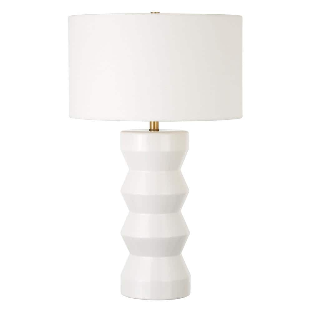 Meyer&Cross Carlin 26.5 in. Matte White Ribbed Ceramic Table Lamp ...