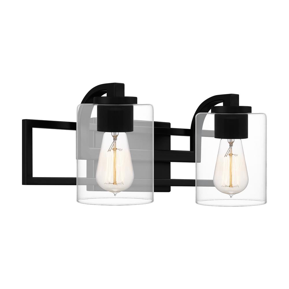 Matte Black Double Cylinder Bathroom Vanity Light
