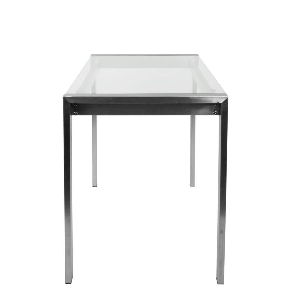 Walnut and Clear Glass Contemporary Counter Table