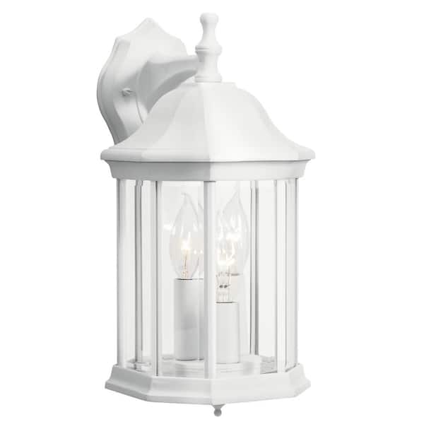 KICHLER Chesapeake 14.75 in. 3-Light White Outdoor Hardwired Wall Lantern Sconce with No Bulbs Included (1-Pack)
