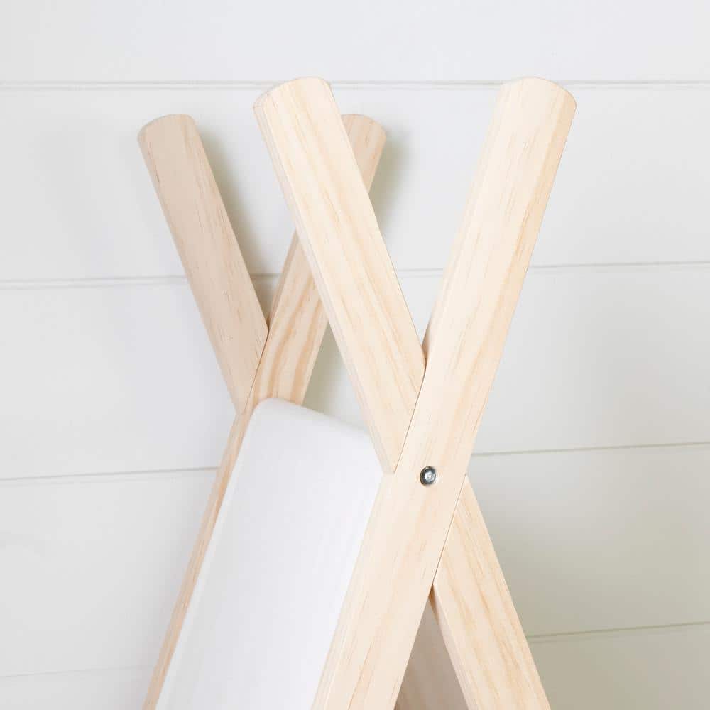 59.25" Natural Pine and White Cotton Teepee Shelving Unit
