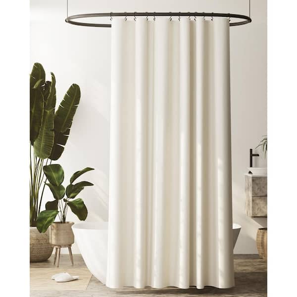 Zenna Home 70 in. W x 84 in. H Ivory Recycled Cotton 100% Waterproof Fabric Shower Curtain Liner with Anti-Draft Clips
