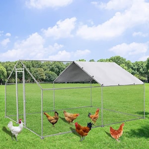 10 ft. L x 6.6 ft. W x 6.56 ft. H Large Metal Chicken Coop Walk-In Chicken Run Poultry Chicken Hen Pen Cage