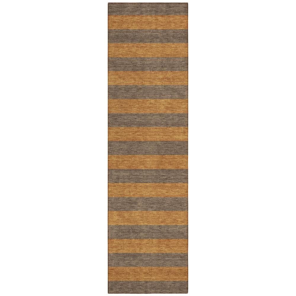 Brown and Tan 2 ft. x 8 ft. Woven Striped Polyester Runner Indoor/Outdoor Area Rug price history on PriceWatchPro