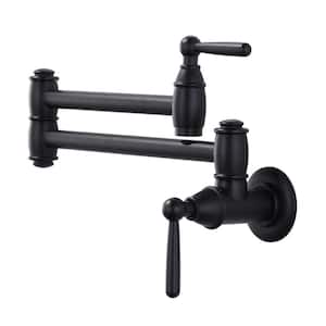 Wall Mounted Pot Filler with Double Joint Swing in Matte Black
