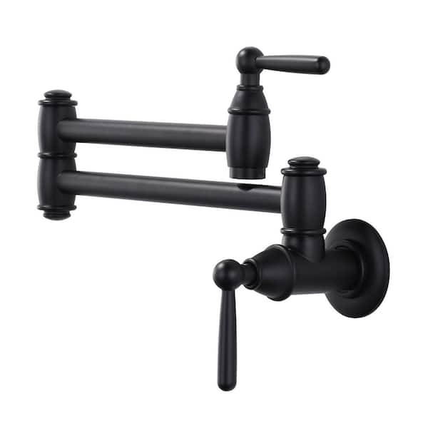 ALEASHA Wall Mounted Pot Filler with Double Joint Swing in Matte Black
