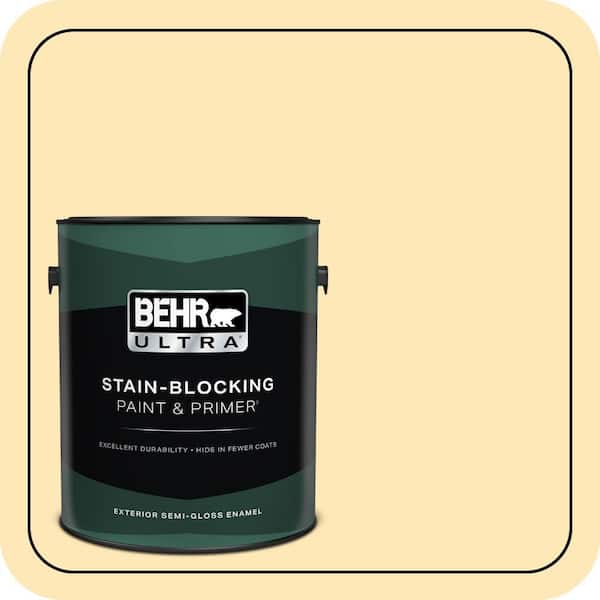 BEHR ULTRA 1 gal. #320A-3 Cornsilk Semi-Gloss Enamel Exterior Paint & Primer
