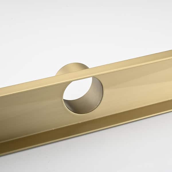 30 in. Linear Shower Drain with Leveling Feet in Brushed Gold