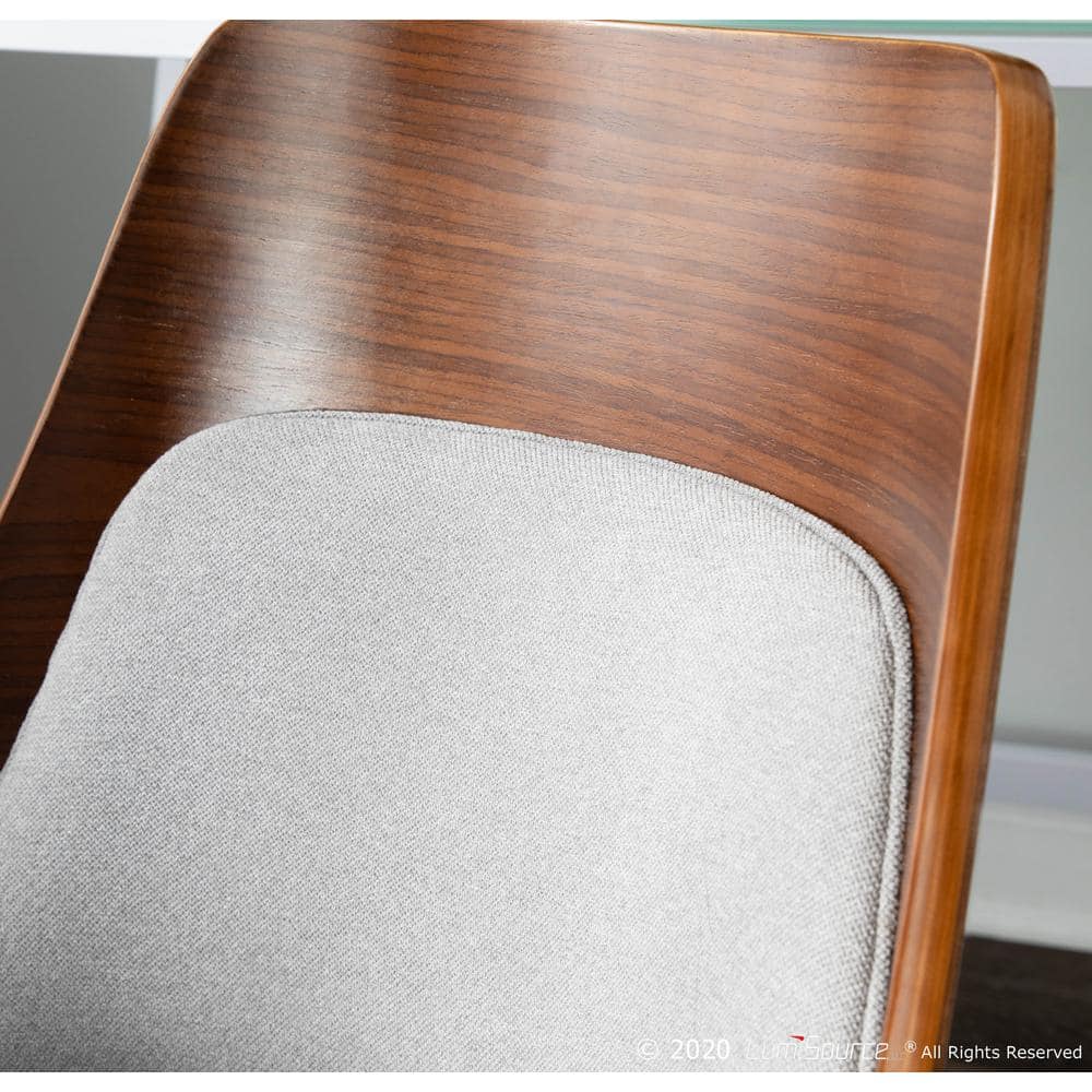 Scandinavian High Walnut & Grey Upholstered Wood Side Chair