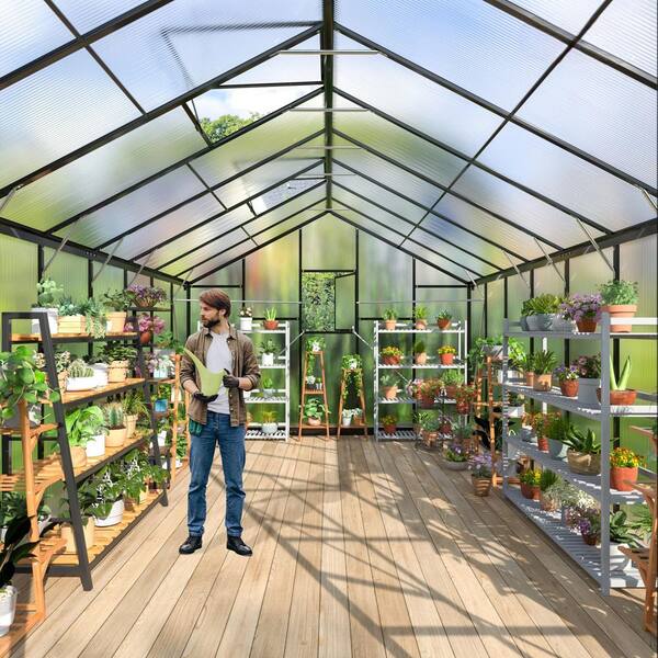 ネット　１０ｍ×８ｍ NETAJE 10 ft W x 16 ft D Black Polycarbonate Greenhouse with Quick