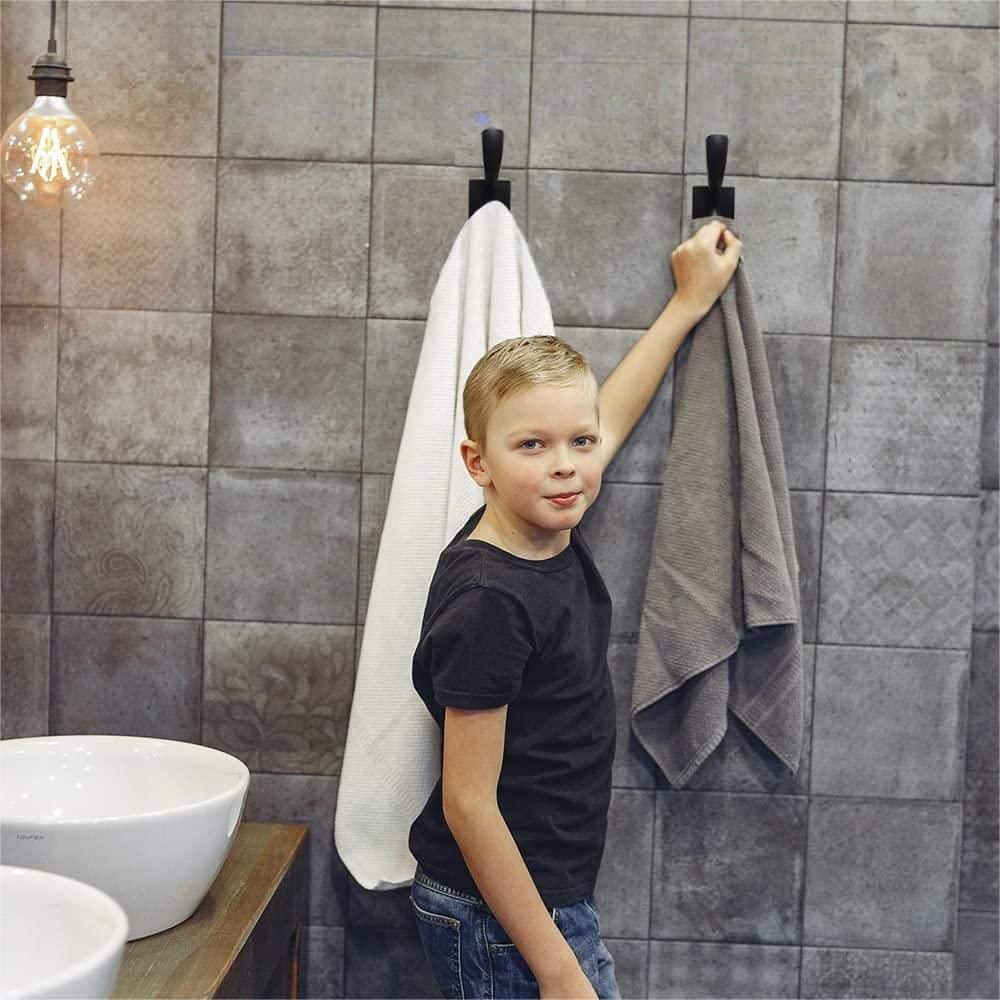 Matte Black Heavy Duty Wall Mount Towel Hooks, 4 Pack