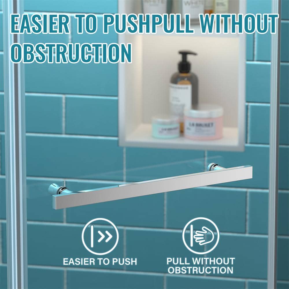 36" Chrome Neo-Angle Frameless Pivot Shower Door with Clear Glass