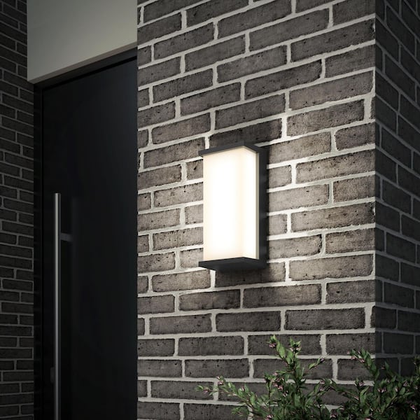 Faro 1-Light Matte Black Dimmable LED Indoor-Outdoor wall Sconce 3 CCT with Frosted Plastic Shade