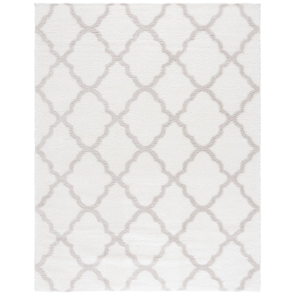 Tahoe Shag 9 ft. x 12 ft. White/Silver Trellis Diamond Area Rug price history on PriceWatchPro