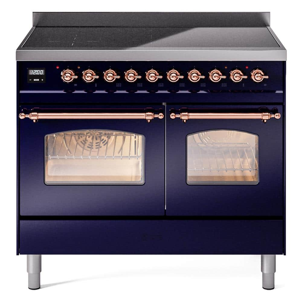 Nostalgie II 40 in. 6 Zone Freestanding Induction Range in Midnight Blue with Copper Trim -  ILVE, UPDI406NMPMBP