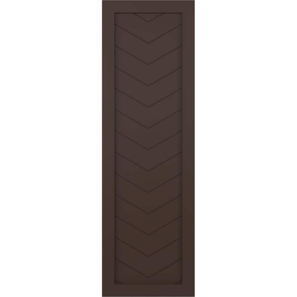 18 in. x 70 in. True Fit PVC Single Panel Chevron Modern Style Fixed Mount Board and Batten Shutters Pair, Raisin Brown price history on PriceWatchPro