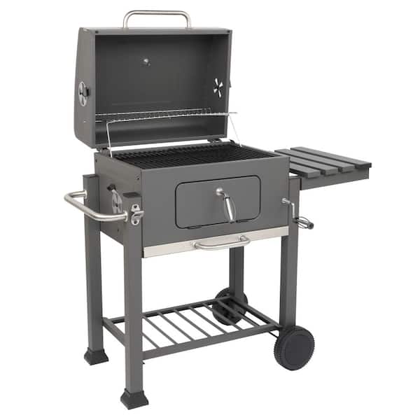 Winado Charcoal Grill in Gray with Built-In Thermometer