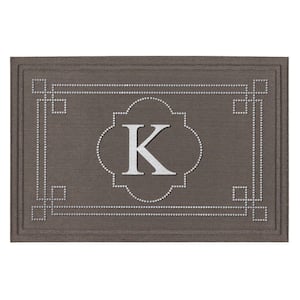 Flagstone Multi 24 in. x 36 in. Monogram "K" Indoor/Outdoor Door Mat