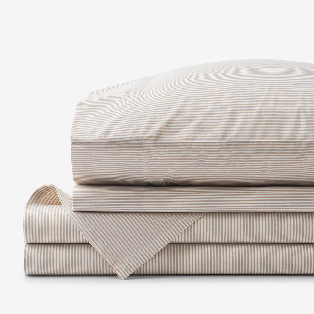 Company Cotton Stripe Yarn-Dyed Tan Cotton Percale Queen Sheet Set price history on PriceWatchPro