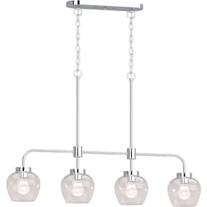 Aria 4-Light Polished Nickel Indoor Hanging Chandelier with Clear Glass Shade