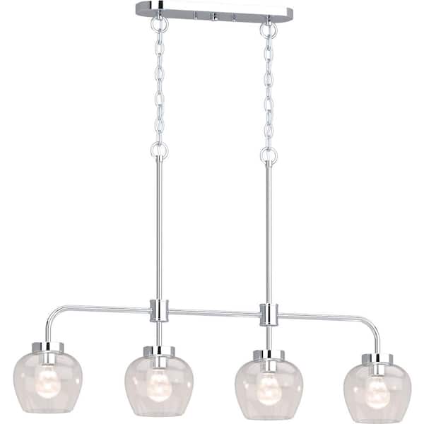 Volume Lighting Aria 4-Light Polished Nickel Indoor Hanging Chandelier with Clear Glass Shade