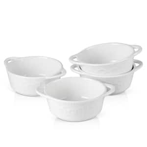 4-Piece Porcelain 10 fl.oz. Round Baker Sets Ramekin Dish Set with Double Handle