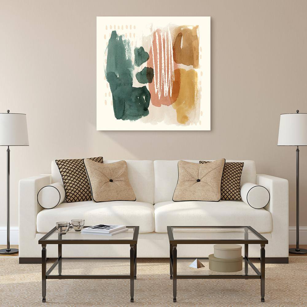 Ochre Echo III Abstract Colorful Frameless Tempered Glass Wall Art, 38" x 38"