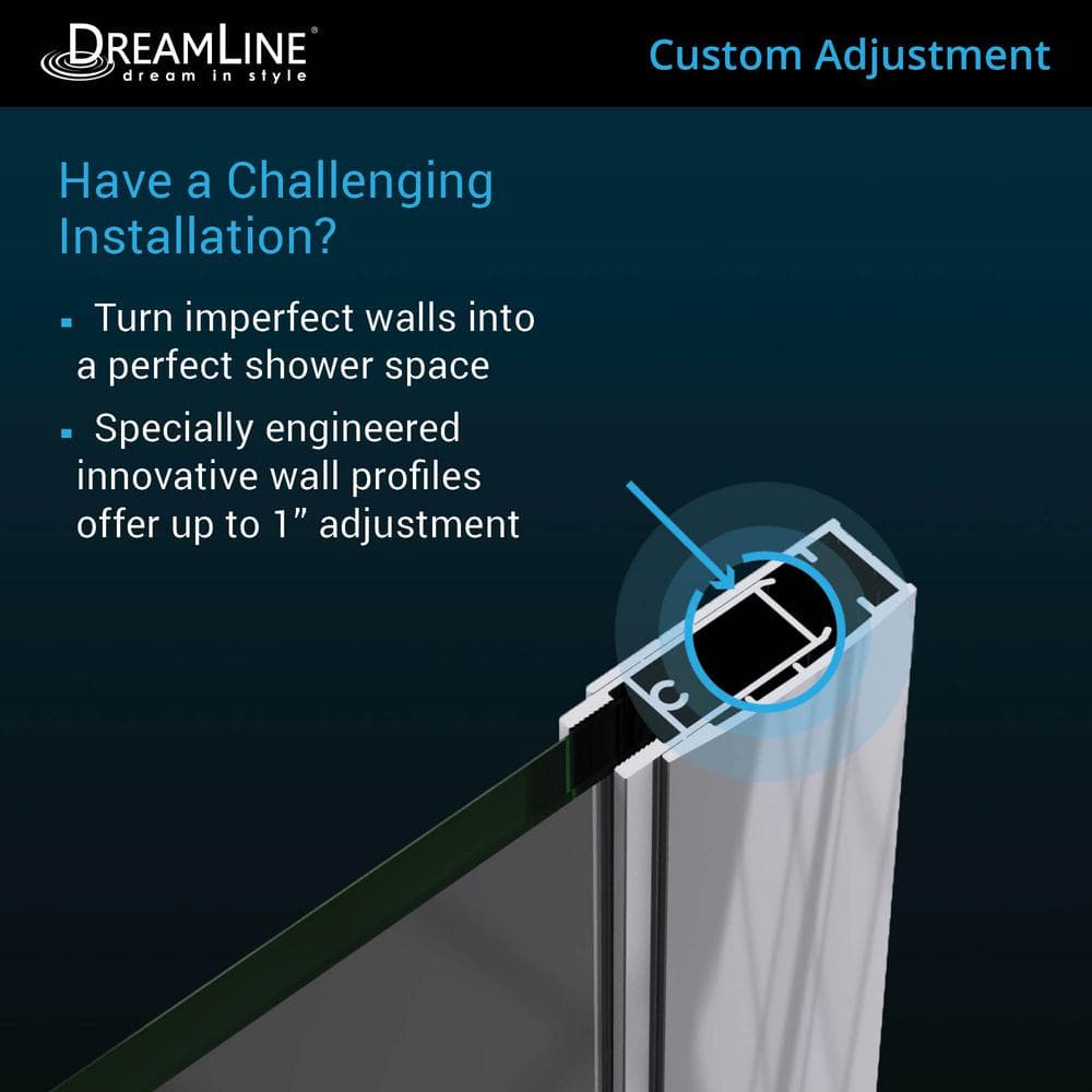 Matte Black Frameless Hinged Shower Door with Clear Glass