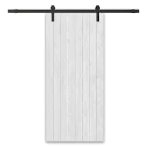 34 in. x 96 in. White Stained Solid Wood Modern Interior Sliding Barn Door with Hardware Kit