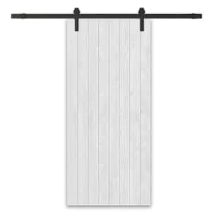 44 in. x 80 in. White Stained Pine Wood Modern Interior Sliding Barn Door with Hardware Kit
