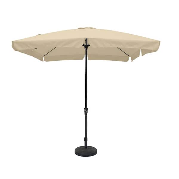 Clihome 8 ft. x 10 ft. Square Crank Design Skirt with Skylight Outdoor Market Umbrella in Beige with Base
