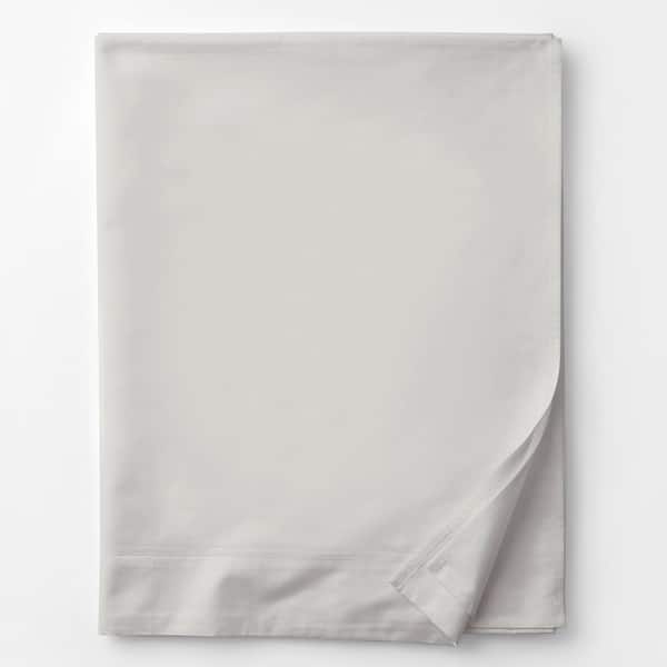 The Company Store Legends Gray Mist Solid 800-Thread Count Egyptian Cotton Sateen King Flat Sheet