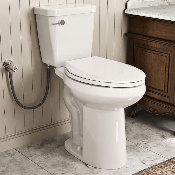 Tall Toilets for Seniors 21 in. 2-Piece Elongated White Ceramic High Toilet, 1.28 GPF Single Flush and 12 in. Rough-In