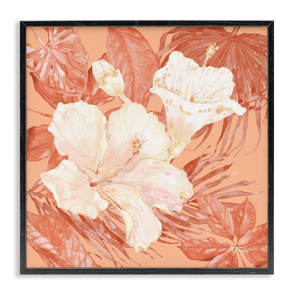 Stupell Industries Hibiscus and Leaf Bunch by Paul Brent Black Framed Nature Giclee Art Print 17 in. x 17 in.