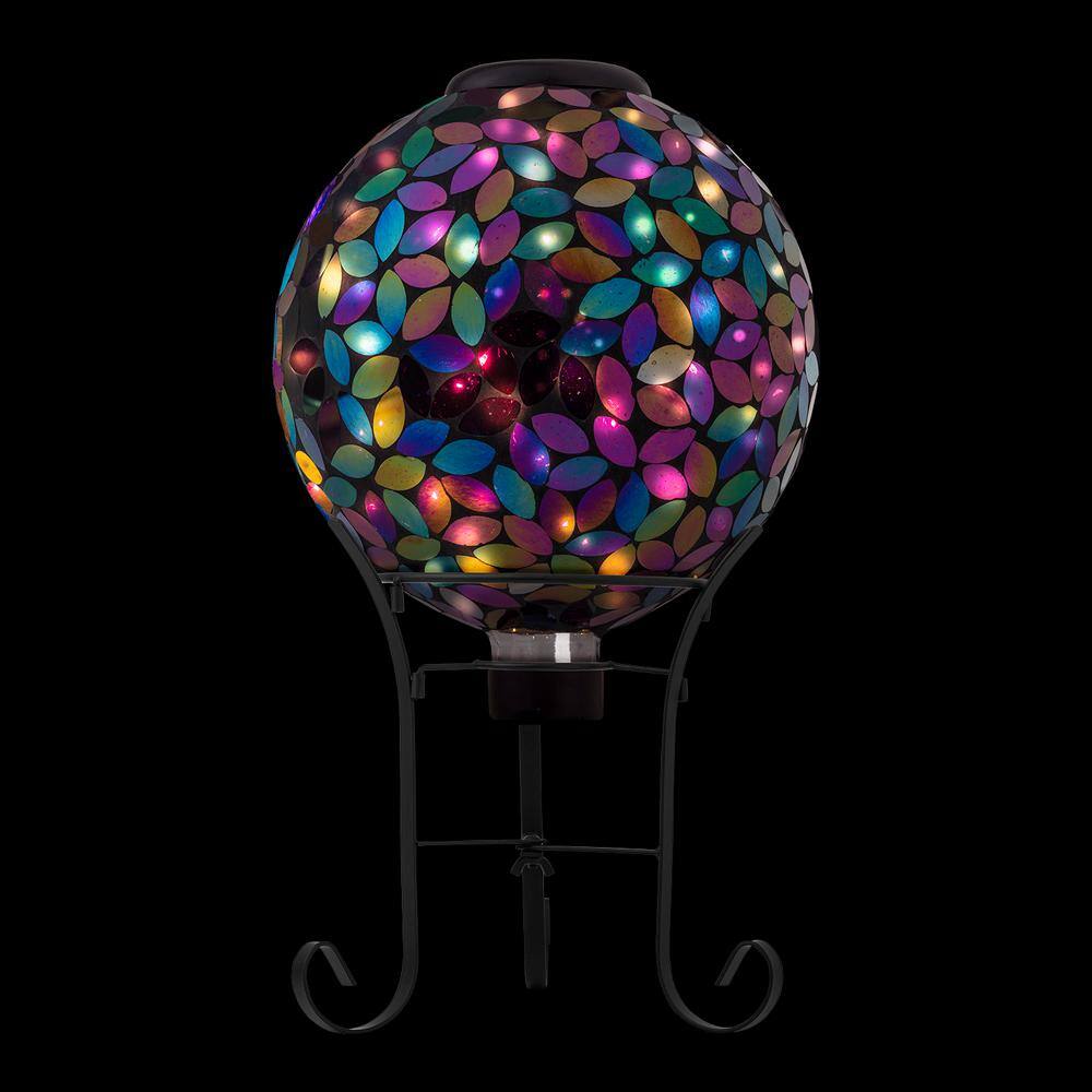Purple Iridescent Mosaic Glass Gazing Globe, 10" Diameter