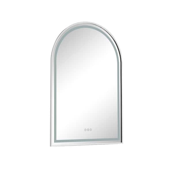 Unbranded 26 in. W x 39 in. H Large Arched Steel Framed Anti-Fog Wall Mount Bathroom Vanity Mirror in Chrome