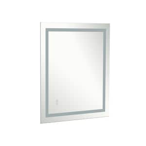 36 in. W x 28 in. H Small Rectangular Steel Framed Dimmable Wall Bathroom Vanity Mirror in White